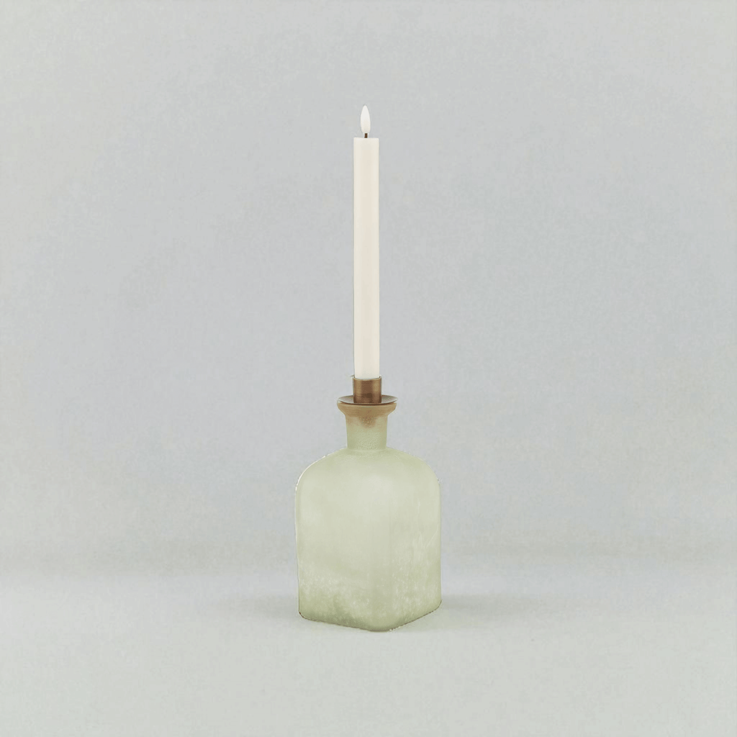 Smoked Sage and Aged Brass Large Candle Holder Vase