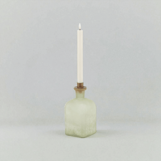 Smoked Sage and Aged Brass Large Candle Holder Vase