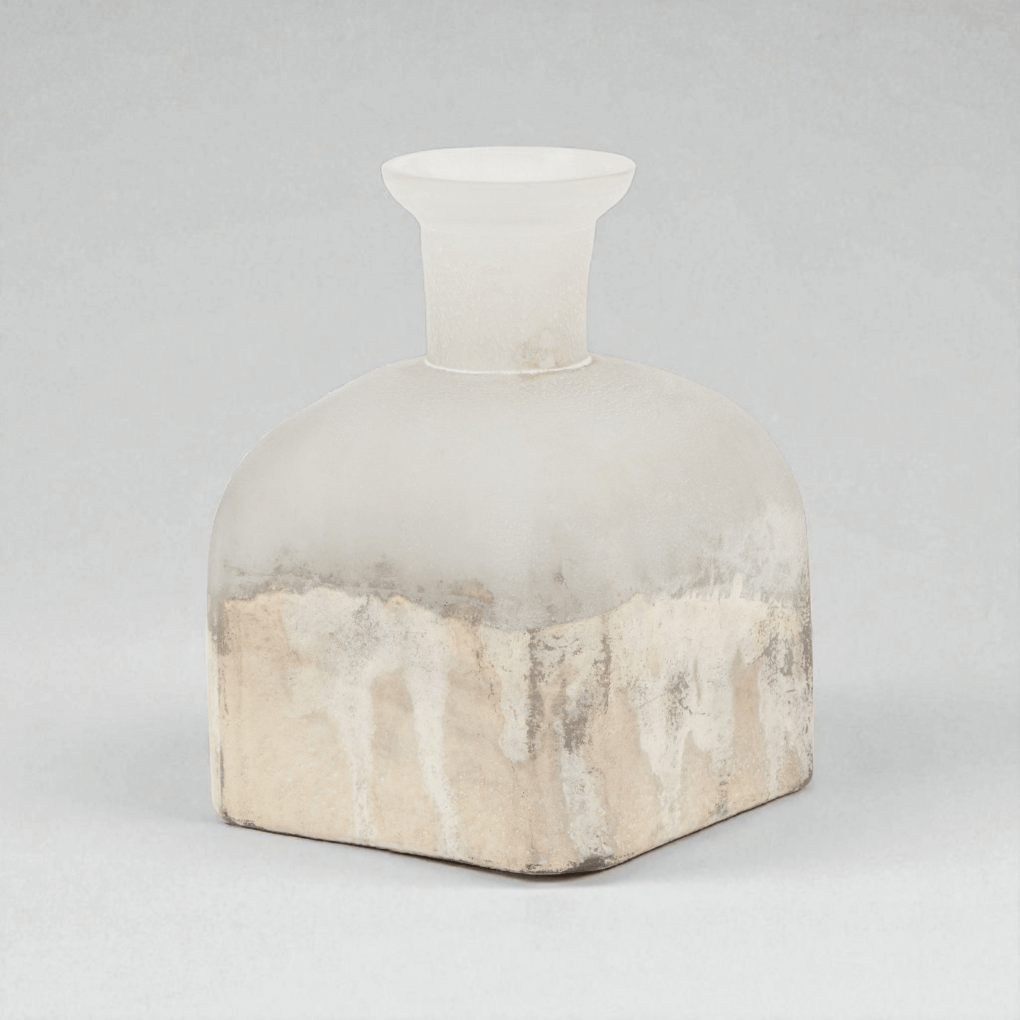 Burnished Dipped and Aged Brass Large Candle Holder Vase