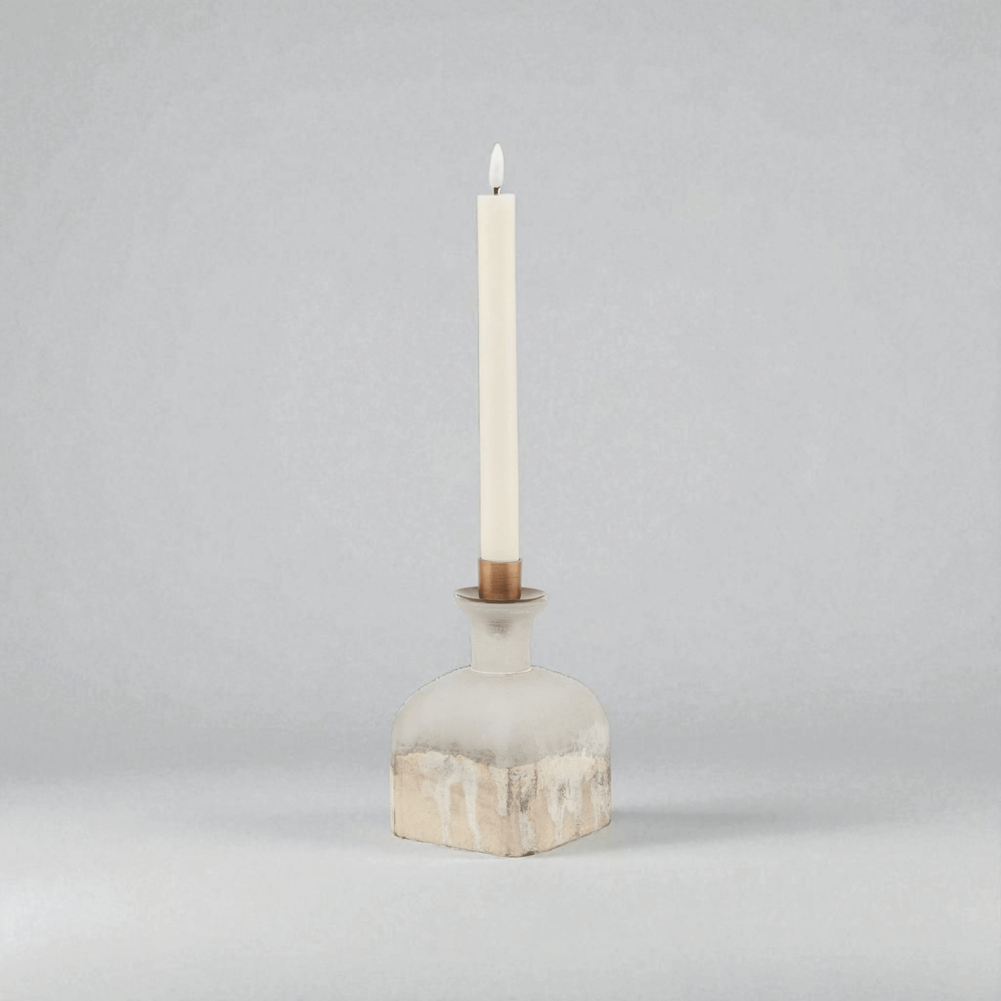 Burnished Dipped and Aged Brass Large Candle Holder Vase