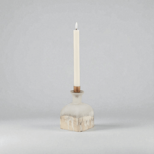 Burnished Dipped and Aged Brass Large Candle Holder Vase